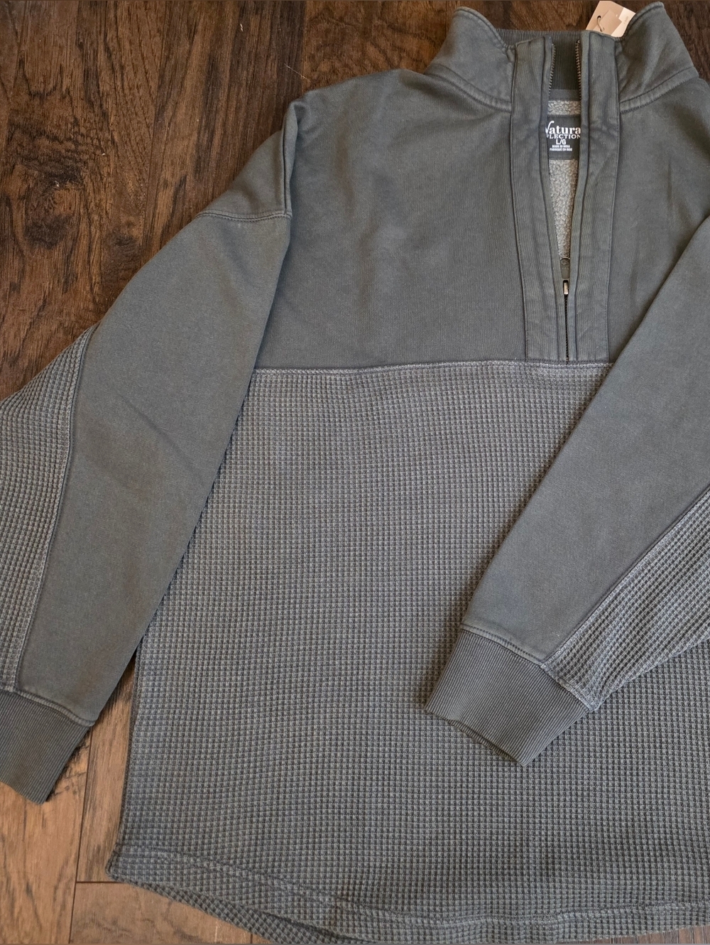 Natural Reflections Gray Sherpa-Lined Zip Pullover